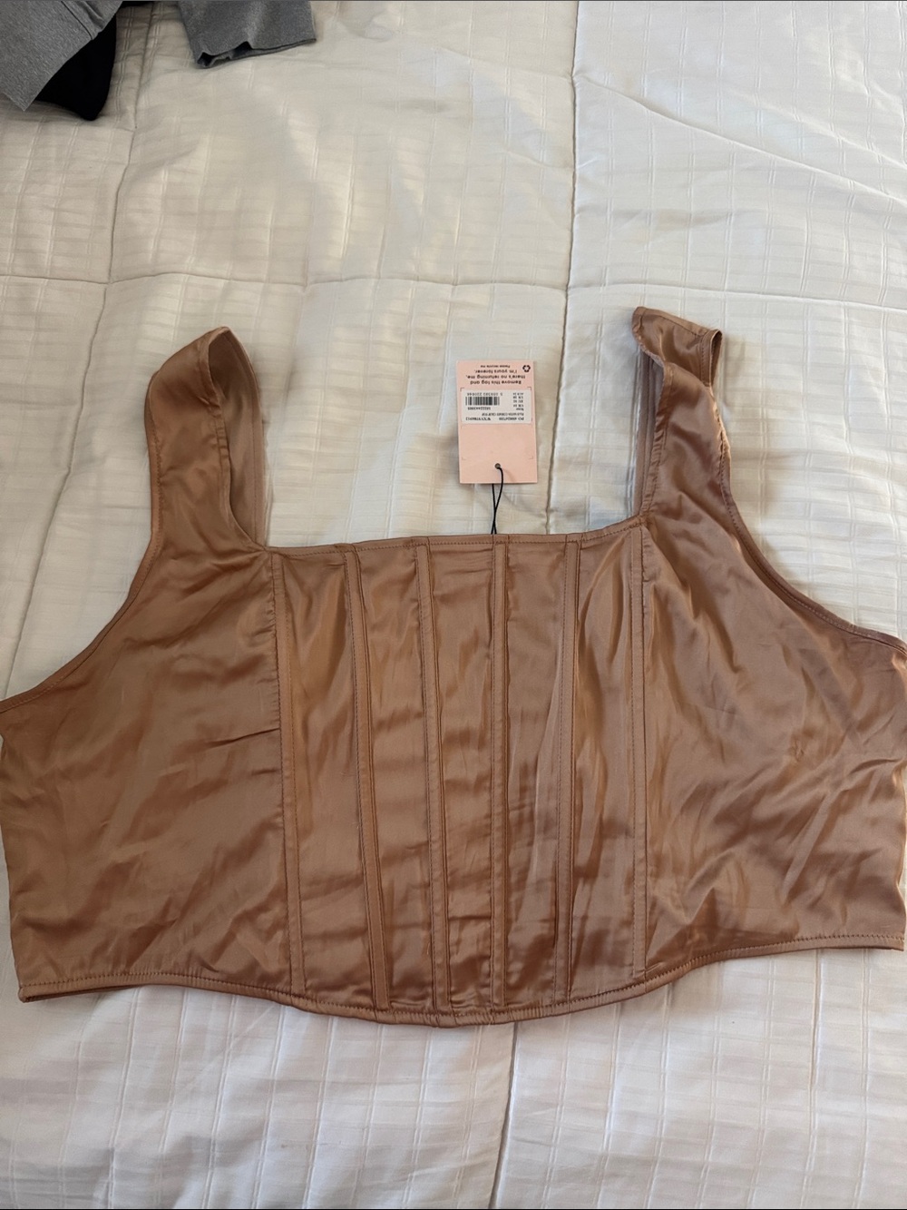 Missguided Satin Longline Corset in Taupe
